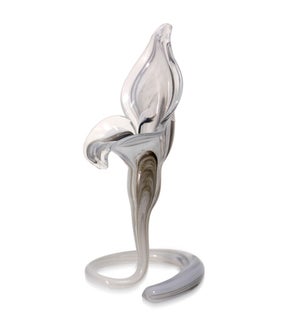 FLOWER CANDLE HOLDER | 5in w X 11in ht X 5in d | Murano Glass Flower Candle Holder in Ombra Gray