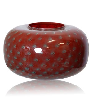 SCOTTISH RED | Art Glass Vaso Puff Vase | 14in w. X 11in ht. X 14in d.