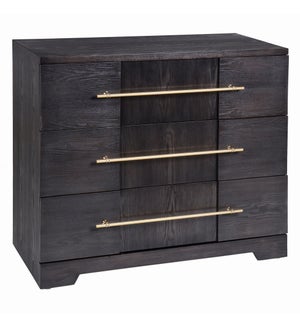 DANN FOLEY LIFESTYLE | Three Drawer Wooden Dresser with Gold Hardware | 40in w. X 36in ht. X 20in d.