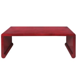 DANN FOLEY LIFESTYLE | Chow Coffee Table with Contemporary Flair in an Antique Red Lacquer Finish