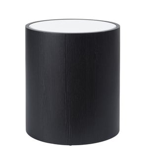 DANN FOLEY LIFESTYLE|Oval Side Table|Black Veneer and Inset Mirrored Table Top | 16in x 14in x 18in