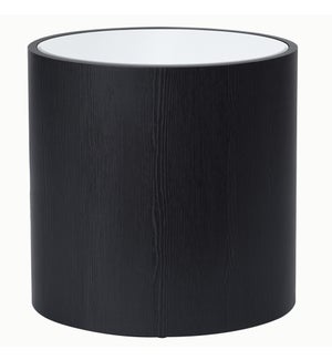 DANN FOLEY LIFESTYLE|Oval Side Table|Black Veneer and Inset Mirrored Table Top | 18in x 14in x 18in