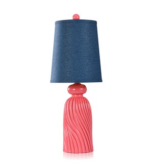 DANN FOLEY LIFESTYLE | Sugar Coral Table Lamp with Navy Blue Lamp Shade | 60 Watts | 10in w. X 26in