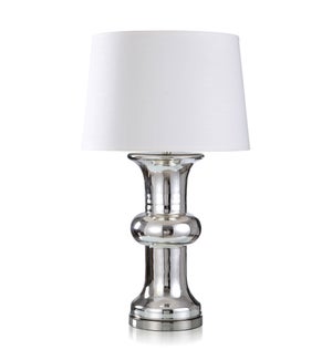 DANN FOLEY LIFESTYLE | Chrome Glass Table Lamp with White Shade | 150 Watts | 19in w. X 32in ht. X 1