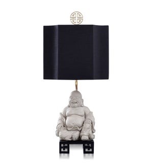 DANN FOLEY LIFESTYLE | Concrete and Metal Buddha Table Lamp with Black Shade | 150 Watts | 12in w. X