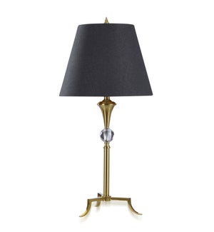 DANN FOLEY LIFESTYLE | Polished Brass Metal 3 Legged Table Lamp with Navy Shade | 100 Watts | 15in w