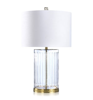 DANN FOLEY LIFESTYLE | Polished Brass Glass Lamp with White Shade | 150 Watts | 19in w. X 32in ht. X
