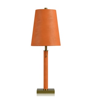 DANN FOLEY LIFESTYLE | Floor Lamp | Orange Shagreen Pattern and Brushed Brass | 29.5in x 10in x 10in
