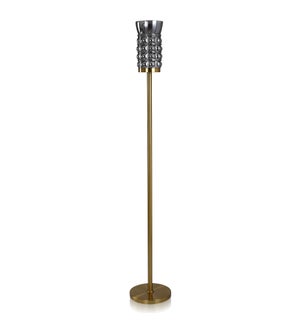 DANN FOLEY LIFESTYLE | Polished Brass Metal Floor Lamp with Gray Metallic Shade | 25 Watts | 11in w.