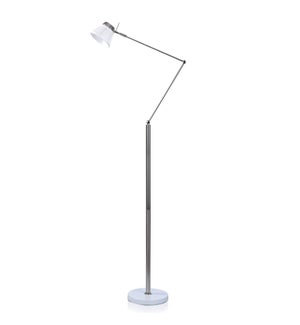 DANN FOLEY LIFESTYLE | Polished Nickel Swing Arm Metal Floor Lamp with White Shade | 5 Watts LED | 9