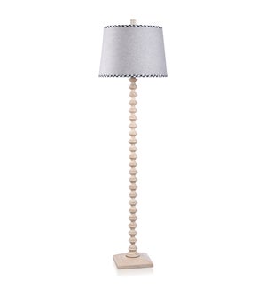 DANN FOLEY LIFESTYLE | Light Pink Metal Floor Lamp with Light Gray and Black Gingham Trim Shade | 15