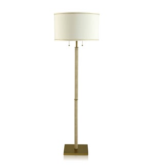 DANN FOLEY LIFESTYLE | Floor Lamp | Tan Shagreen Pattern and Polished Brass | 63in x 19in x 19in