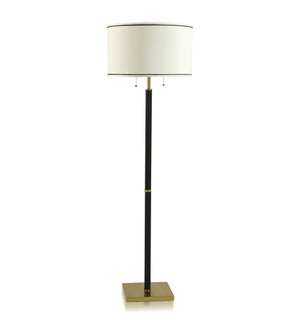 DANN FOLEY LIFESTYLE | Floor Lamp | Black Shagreen Pattern and Polished Brass | 63in x 19in x 19in