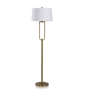 DANN FOLEY LIFESTYLE | Polished Brass Metal Floor Lamp with White Shade | 60 Watts | 18in w. X 64in