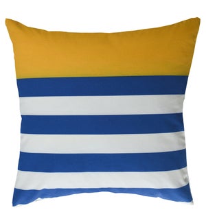 DANN FOLEY LIFESTYLE | Duck Cloth Pillow with Blue and White Stripe and Solid Yellow Printing | 24in