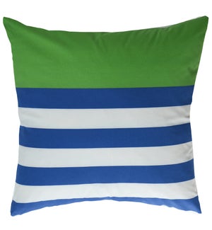DANN FOLEY LIFESTYLE | Duck Cloth Pillow with Blue and White Stripe and Solid Green Printing  | 24in
