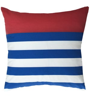DANN FOLEY LIFESTYLE | Duck Cloth Pillow with Blue and White Stripe and Solid Red Printing  | 24in w
