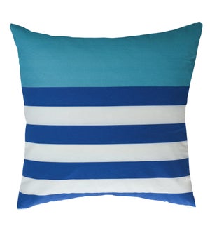 DANN FOLEY LIFESTYLE | Duck Cloth Pillow with Blue and White Stripe and Solid Aqua Printing | 24in w