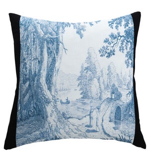 DANN FOLEY LIFESTYLE | Linen Pillow with Willow and Black Printing | 24in w. X 24in ht. X 6in d.