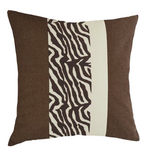 DANN FOLEY LIFESTYLE | Linen Pilow with Brown White and Zebra Printing | 24in w. X 24in ht. X 6in d.
