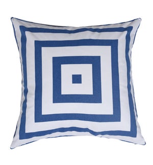 DANN FOLEY LIFESTYLE | Down Feather Pillow with Blue and White Square Printed Cotton Canvas  | 24in