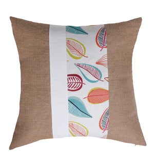 DANN FOLEY LIFESTYLE | Down Feather Linen Pillow with Jute and Multi Leaf Printed Cotton Canvas  | 2
