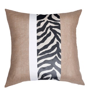 DANN FOLEY LIFESTYLE | Down Feather Pillow with Jute and Zebra Printed Cotton Canvas  | 24in ht. X 2