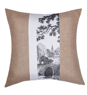 DANN FOLEY LIFESTYLE | Down Feather Pillow with Jute and Black and White Toille Printed Cotton Canva