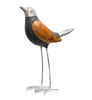LONG LEGGED SONGBIRD | Indoor & Outdoor Safe | 12in w X 18in ht X 10in d | Combination of Metal and