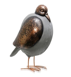 ROUND BIRD | Indoor & Outdoor Safe | 12.2in w X 18.11in ht X 5.9in d | Combination Metal and Bamboo