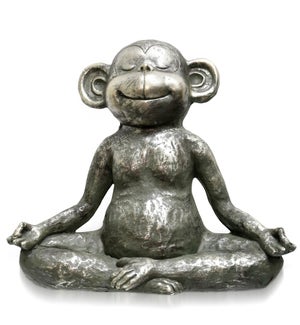 YOGA MONKEY | Indoor & Outdoor Safe | 17in w X 15in ht X 8in d | Resin Monkey Statue Practicing Yoga