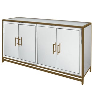 CLOSEOUT ITEM - SOLD AS IS - OLIVER SIDEBOARD | Beveled Mirror with Brass Trim | 4 Door