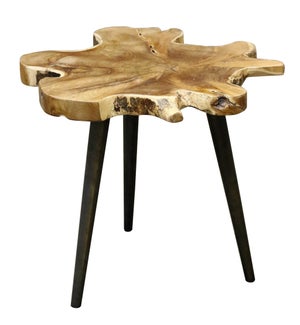 Lilly Side Table | 26in X 25in X 18in Rustic Free Form Teak Root Table Top Finished in Clear Laquer