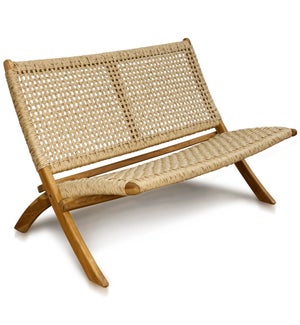 NATURAL WOVEN | Melbourne Indoor Outdoor Folding Lounge Bench | Solid Teak Wood Frame with a Synthet