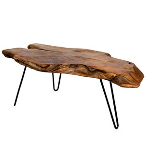 Badang carving natural teak coffee table with clear lacquer finish