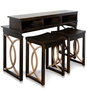 CIUVI CONSOLE & STOOLS | Console & Desk Combo with Storage and Stools | 52in w X 36in ht X 18in d