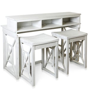 QUINA CONSOLE & STOOLS | Console & Desk Combo with Storage and Stools | 52in w X 36in ht X 18in d