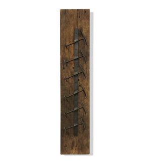 RUSTIC WINE RACK | 8in w. X 39in ht. X 5in d. | Six Bottle Wall Hanging Made From Reclaimed Wood in