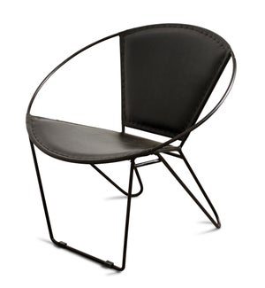 DARK GRAY LEATHER | Metal Hoop Chair | 29in ht. X 30in w. X 28in d.