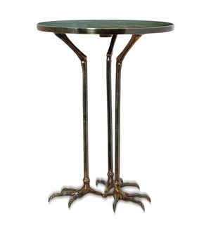 EMERALD MARBLE | Bird Leg Marble Top Side Table | 26in ht. X 20in w. X 20in d.