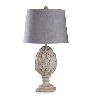BELUSHI CHARCOAL | Distressed Artichoke Resin Table Lamp | Made in Cambodia | 17in w X 32in ht X 17i
