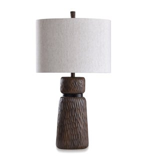 ROANOKE & DUNBROOK | Casual Table Lamp with Chestnut & Dark Coffee Finish | Made in Cambodia | 18in
