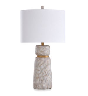 ROANOKE &  DUNBROOK | Casual Table Lamp finished in Ivory & Gold | Made in Cambodia | 18in w X 33in
