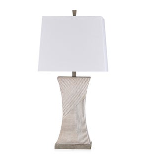 JOES WHITE & FINN  | Linear Embossed Resin Table Lamp | Made in Cambodia | 16in w X 34in ht X 10in d