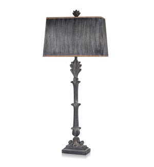 MALTA BLACK | Traditional Floral Inspired Table Lamp with Custom Paper Back Shade | Made in Cambodia