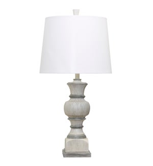 JOES WHITE & FINN  | Traditional Table Lamp with Wood Grain Texture Finished in Eggshell & Ash | Mad