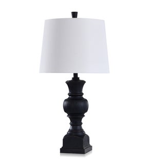 JOES BLACK | Traditional Table Lamp with Wood Grain Texture Finished in Onyx | Made in Cambodia | 16