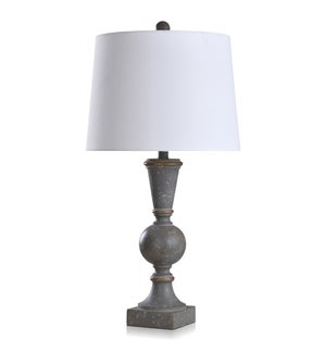 ALCAMN GREY | Traditional Distressed Bannister Table Lamp | Made in Cambodia | 15in w X 30in ht X 15