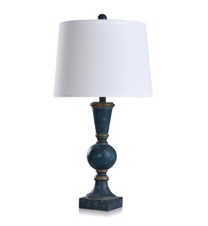 BORDINI BLUE | Traditional Distressed Bannister Table Lamp | Made in Cambodia | 15in w X 30in ht X 1