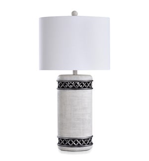 CINDER FORD | Painted Finish Lattice Banded Open Work Table Lamp | 16in w X 31in ht X 16in d | 100 W